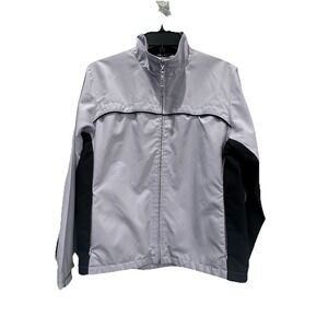 IZOD Ladies Medium‎ Full Zip Windbreaker Jacket Lilac And Navy Zip Pockets Golf